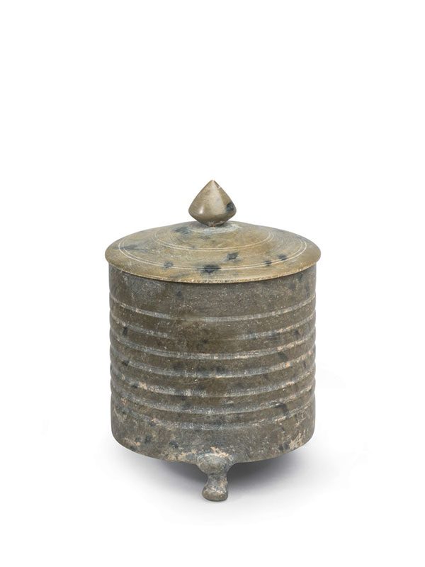 Steatite cylindrical vessel and cover