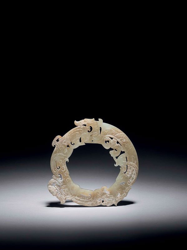 Jade circular disc huan dragons