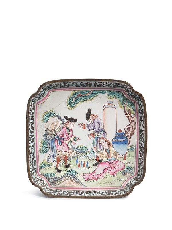 Painted enamel dish