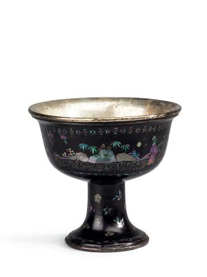 Mother-of-pearl inlaid stem cup