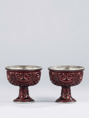 Two tixi lacquer stem cups