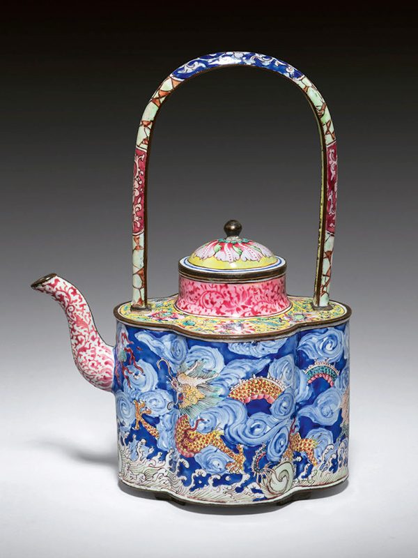 Painted enamel wine pot