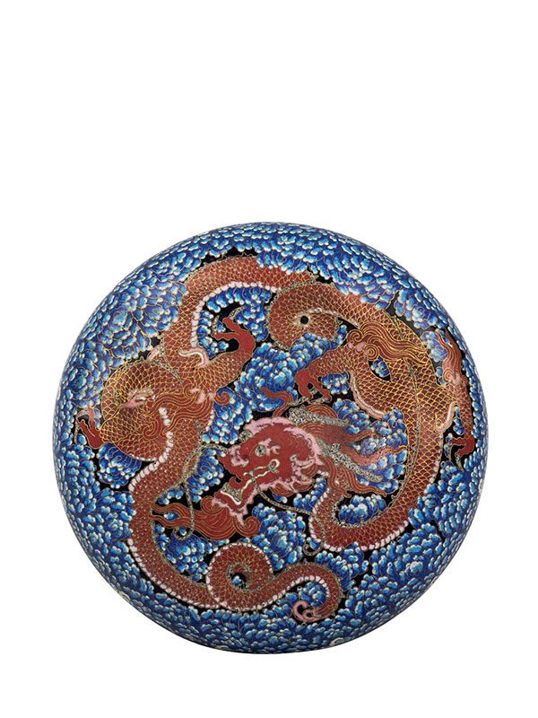 Cloisonné enamel box with dragon motif
