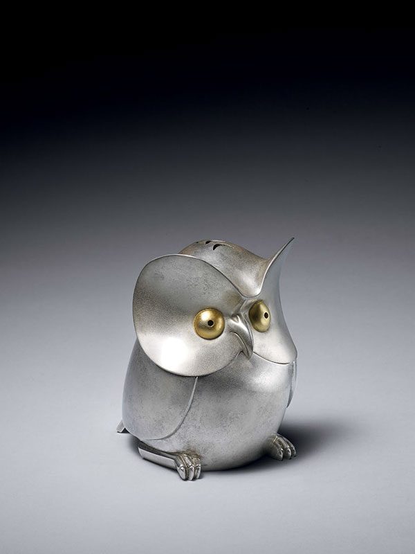 Silver owl incense burner by Katori Masahiko