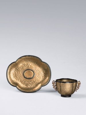 Copper cup and saucer