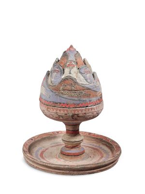 Painted pottery incense burner boshanlu, with hunting scene