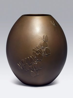 Bronze vase with butterflies