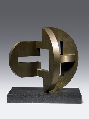 Bronze abstract sculpture on marble base