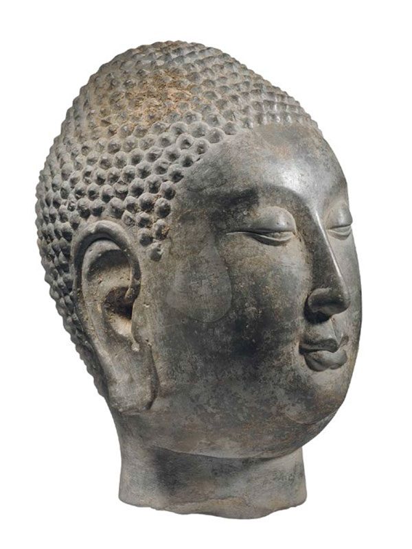 Limestone head of the Buddha