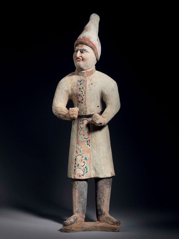 Pottery figure of a foreign groom with a pointed hat