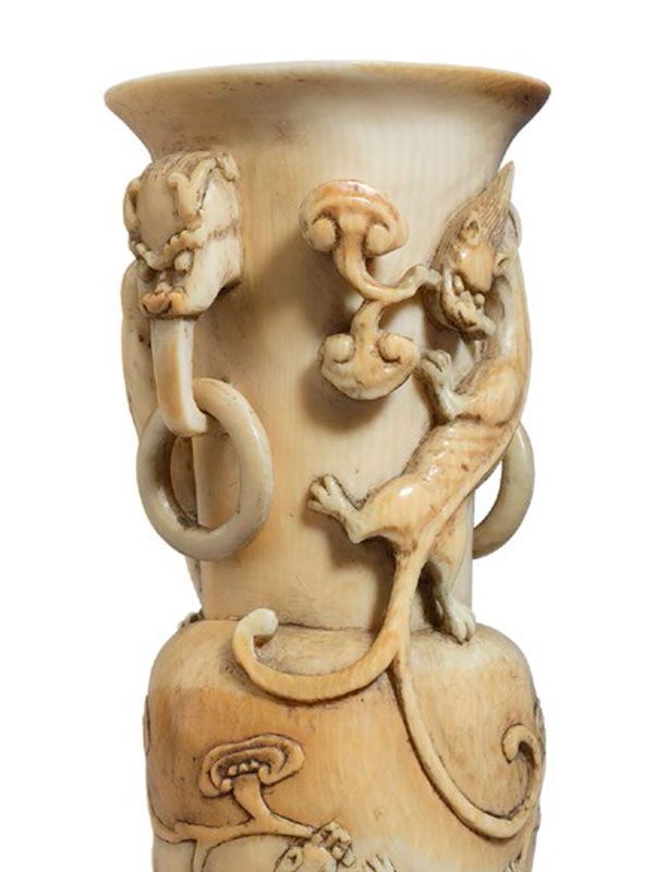 Ivory vase carved with chi dragons