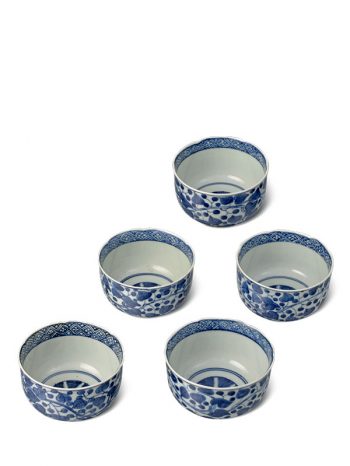Set of five porcelain bowls