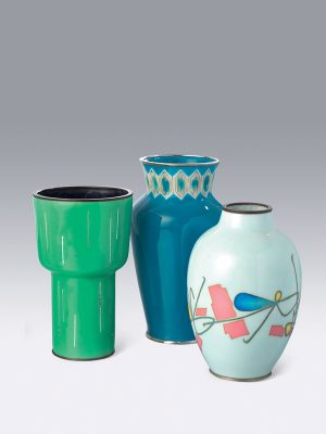 A group of five cloisonné enamel vases