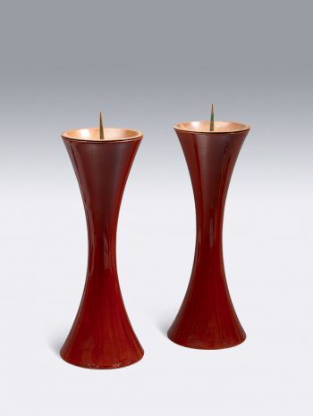 Pair of lacquered wood candlesticks