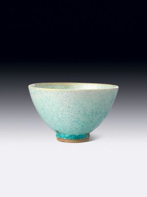 Porcelain tea bowl with blue glaze, chawan
