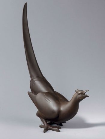 Bronze okimono of a pheasant by Inouye Tansho