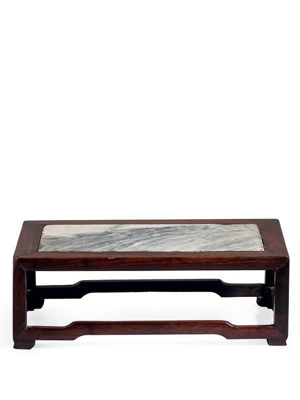 Miniature huanghuali stand with marble top