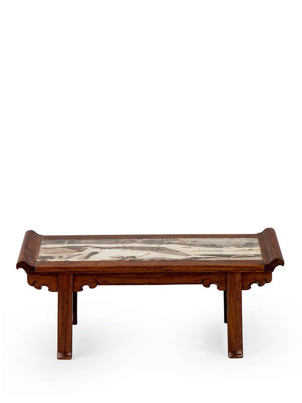 Miniature huanghuali table with marble top