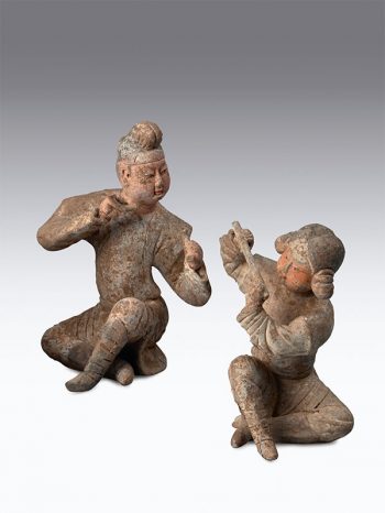 Three pottery figures of musicians