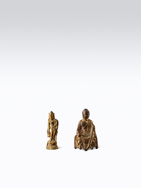 Two miniature giltbronze Buddhist figures
