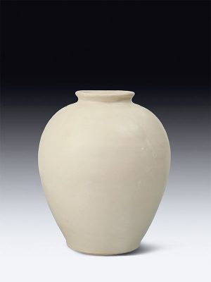 White glazed stoneware jar