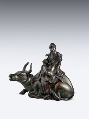 Bronze incense burner in the form of an ox with rider