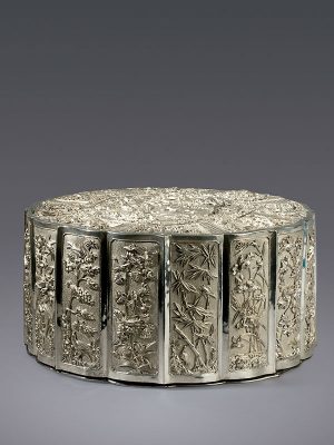 Silver covered box of foliate form