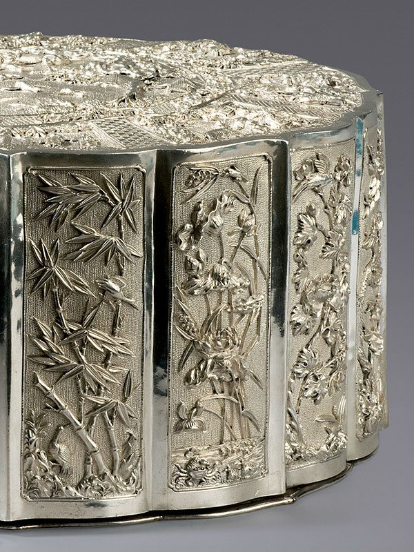 Silver covered box of foliate form