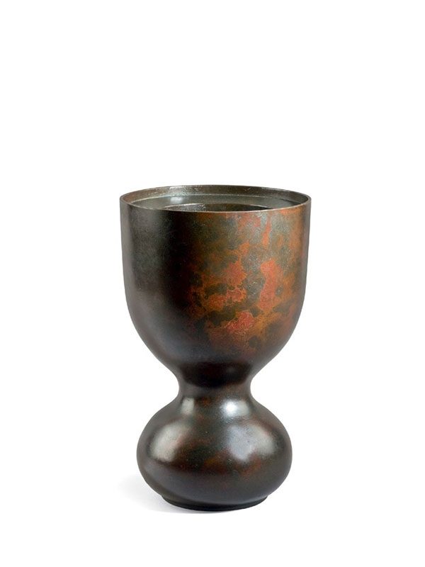 Bronze Flower Vase By Saito Kyomei (1890 -1938) 