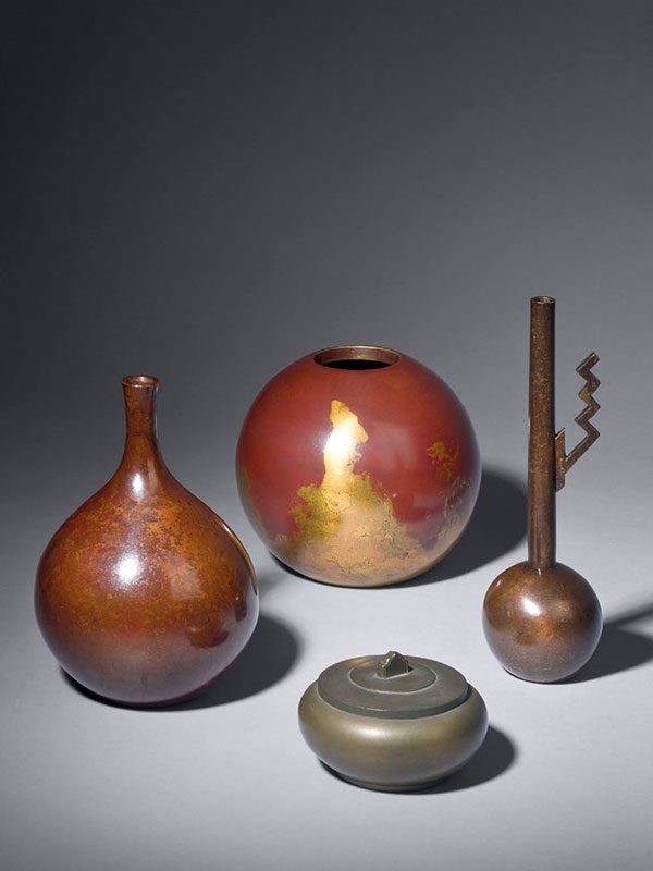 Bronze Vases, Box And Cover