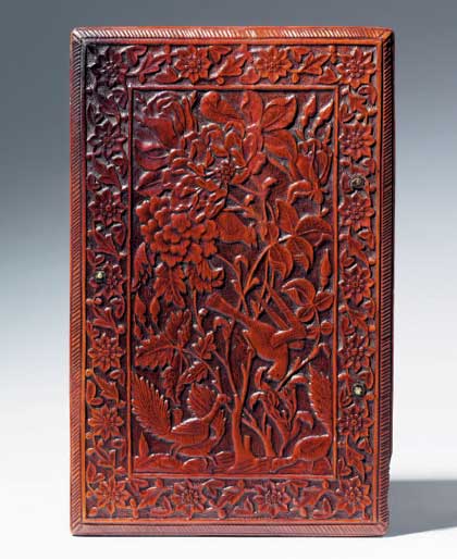 Carved wood mirror case
