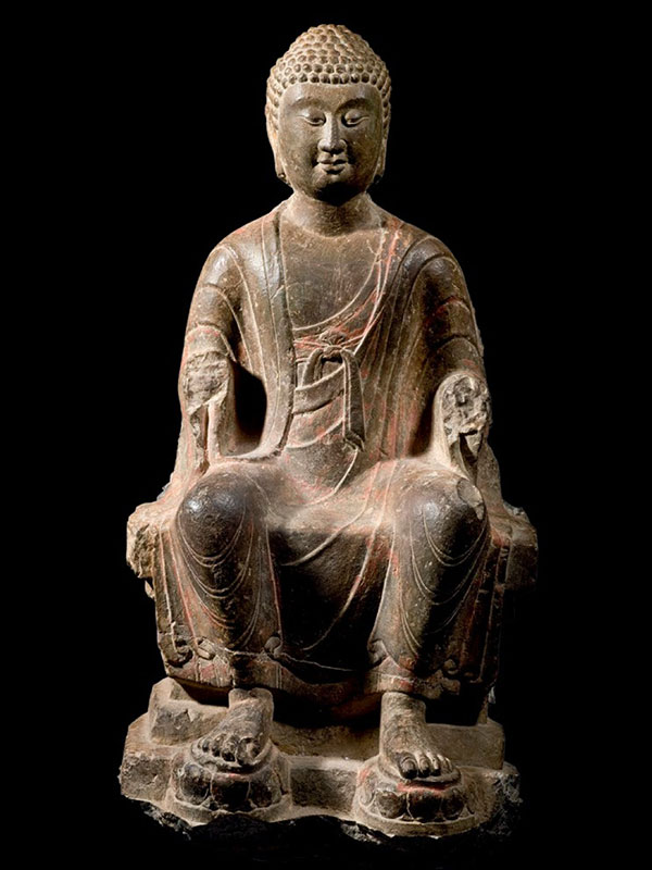 Limestone sculpture of Buddha Maitreya