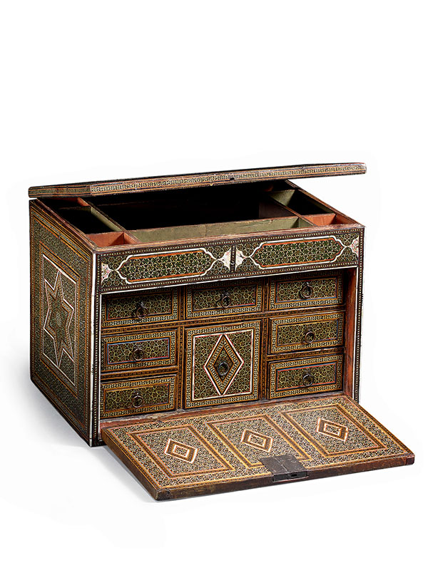 Micro-mosaic (khatamkari) and bone-veneered cabinet