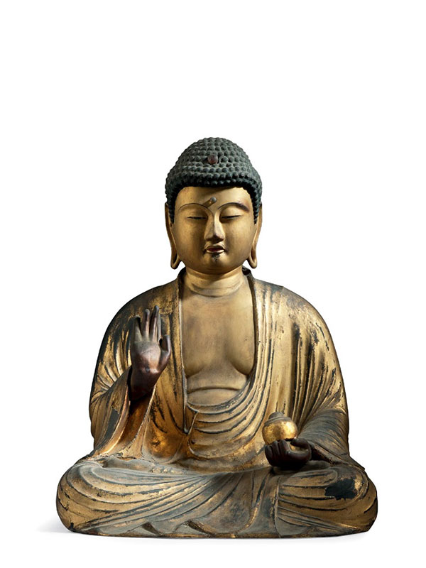 Gilded Wood Figure Of The Buddha Of Healing
