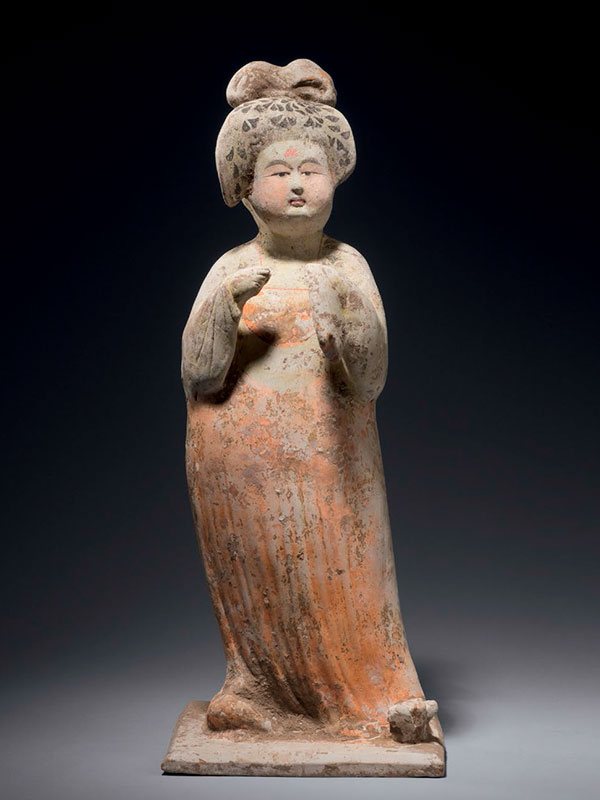 Painted pottery figure of a court lady