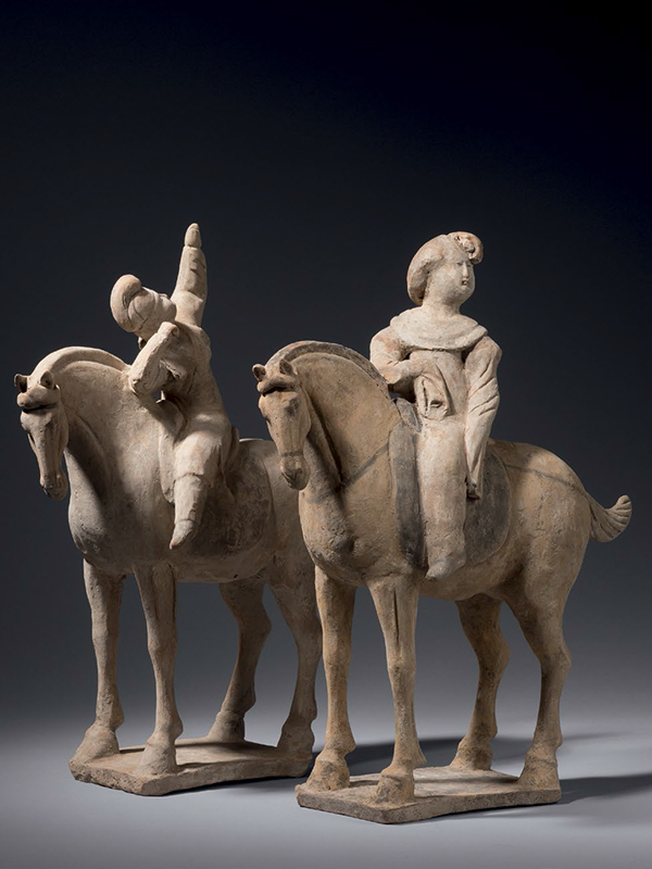 Four pottery equestrians