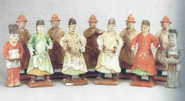 Fig. 1 Pottery figures excavated from a tomb at Jianwangjing in Chang’an county, Shaanxi province, now in Shaanxi History Museum