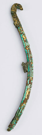 Fig. 1 Turquoise inlaid bronze garment hook, Freer and Sackler Gallery 