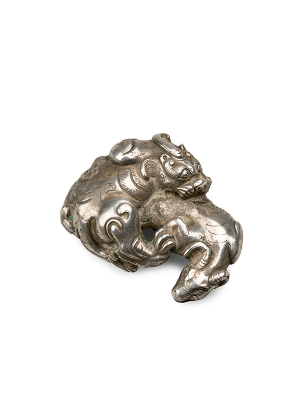 Copper and silver weight of two animals