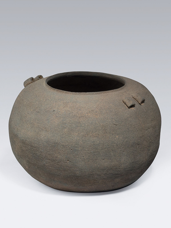 Pottery jar with impressed textile pattern
