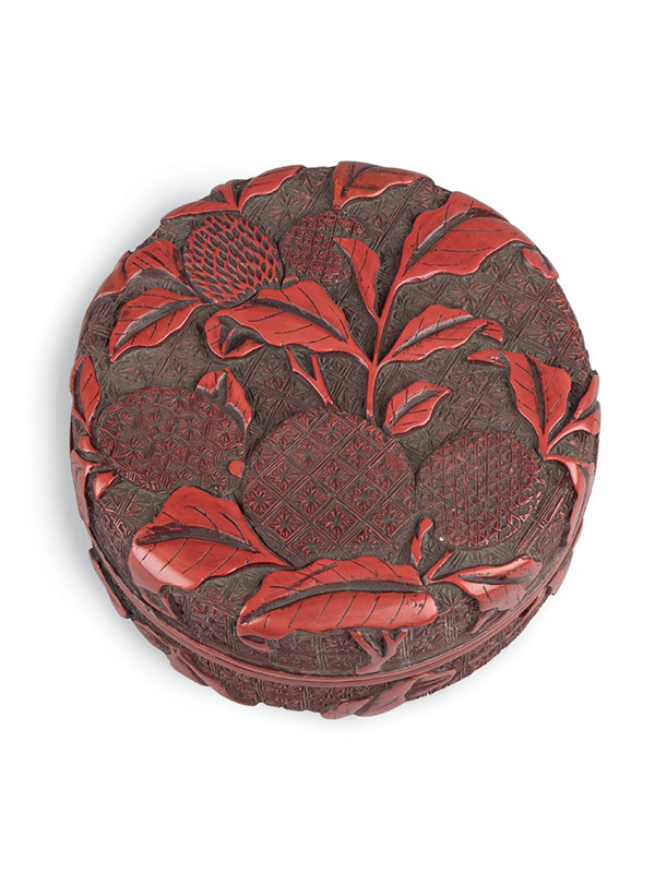 Lacquer box carved with lychees