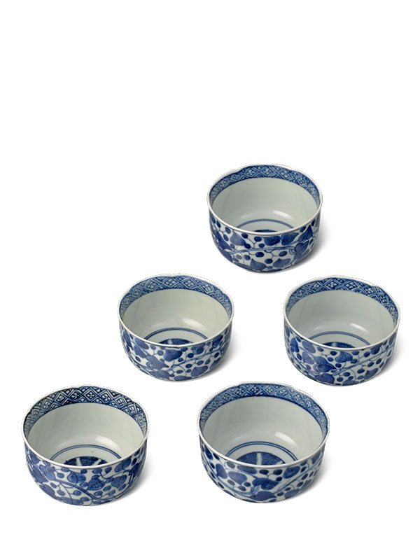 Set of five porcelain bowls